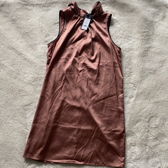 Brand new cognac, high-neck mini dress in size S - Picture 5 of 5